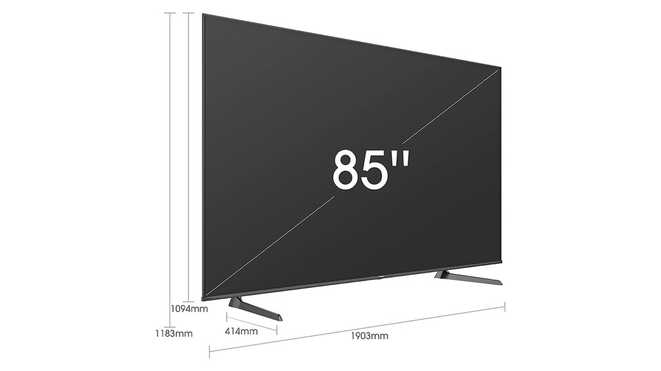 Mit fast zwei Metern vom linken bis zum rechten Rand ist der Hisense 85A6EG ein bildgewaltiger TV-Gigant!