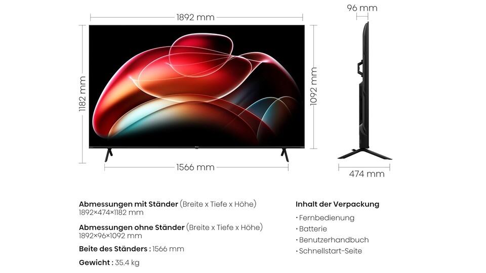 Den 85 Zoll großen Hisense 85E6KT könnt ihr jetzt mit üppigen 52% Rabatt zum Preis von nur 969€ im Amazon-Angebot erbeuten!