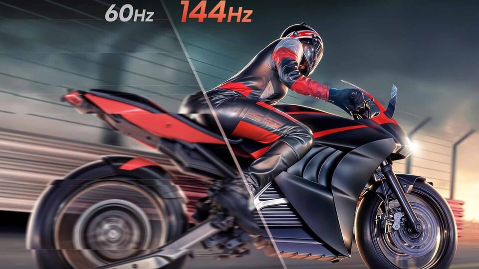 60Hz kann einpacken: Dank 144Hz Bildwiederholrate und VRR bleiben schnelle Bewegungen in Spielen wie GTA 6 flüssig und scharf.