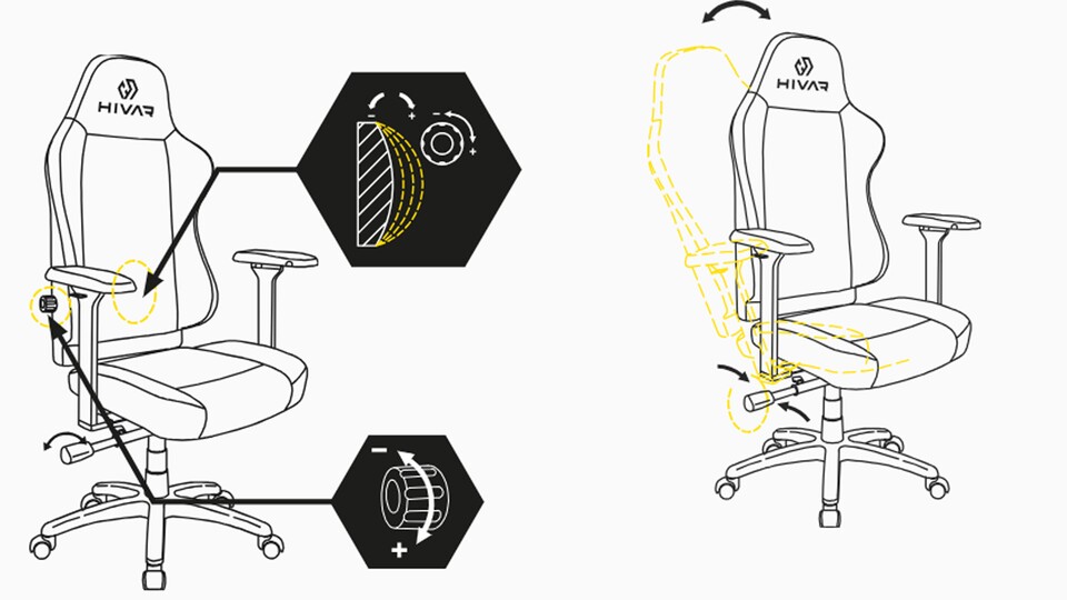 Mehr Anpassungsmöglichkeiten geht kaum: Die Stühle von HIVAR könnt ihr so präzise auf euch anpassen, wie es nur geht - so muss das!