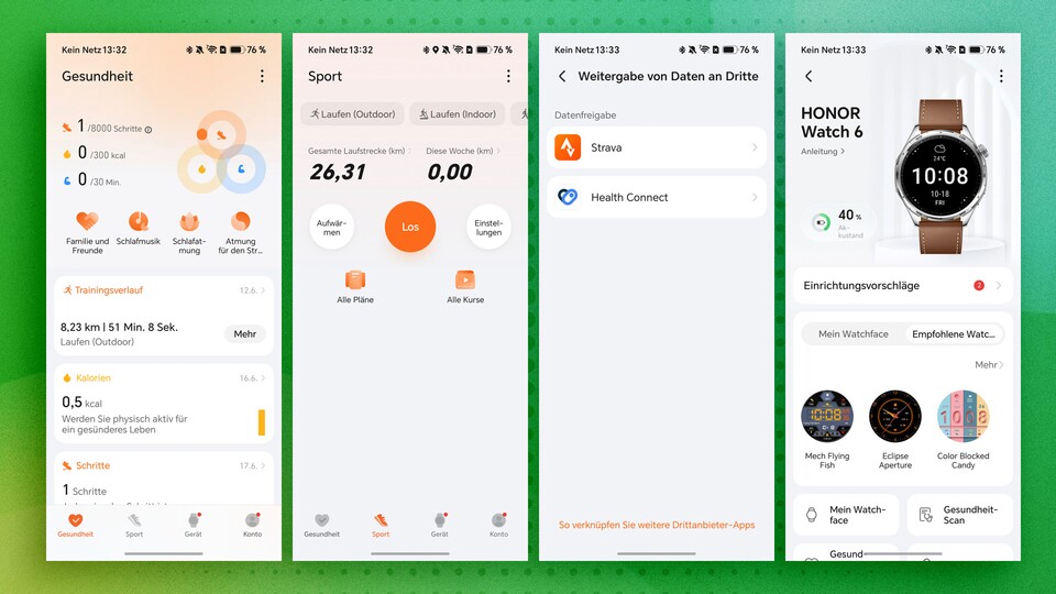 Die App von Honor bietet sogar kostenfrei Kurse und Trainingspläne an.