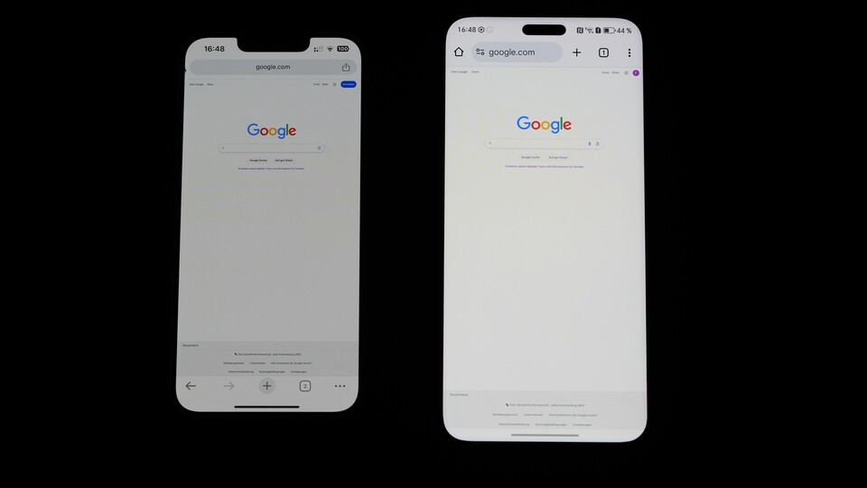 Da ich das Testmuster des S25 Ultra wieder zurückgeschickt habe, hier ein Vergleich der Bildschirmhelligkeit mit meinem iPhone 13 Pro – das Magic7 Pro ist deutlich heller. (Bild: GameStar Tech).