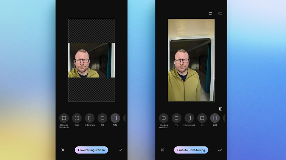 KI-Erweiterung: Die Jacke hat das Tool gut hinbekommen, den Hintergrund allerdings nicht wirklich. (Bildquelle: GameStar Tech)