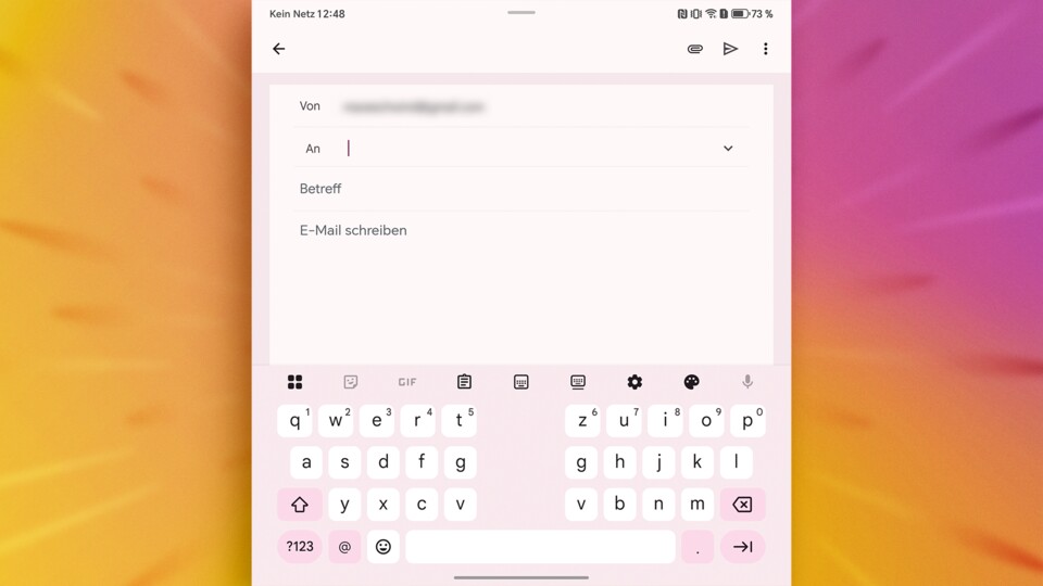 Trotz Tastatur sehe ich noch zwei Drittel des Bildschirms.