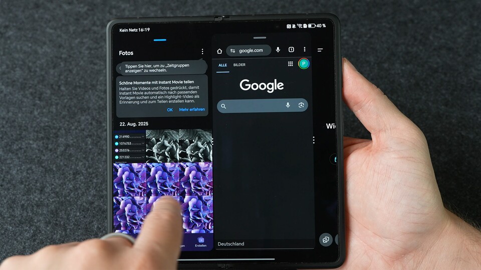 Zwei Apps parallel offen zu haben ist der größte Vorteil bei Foldables!