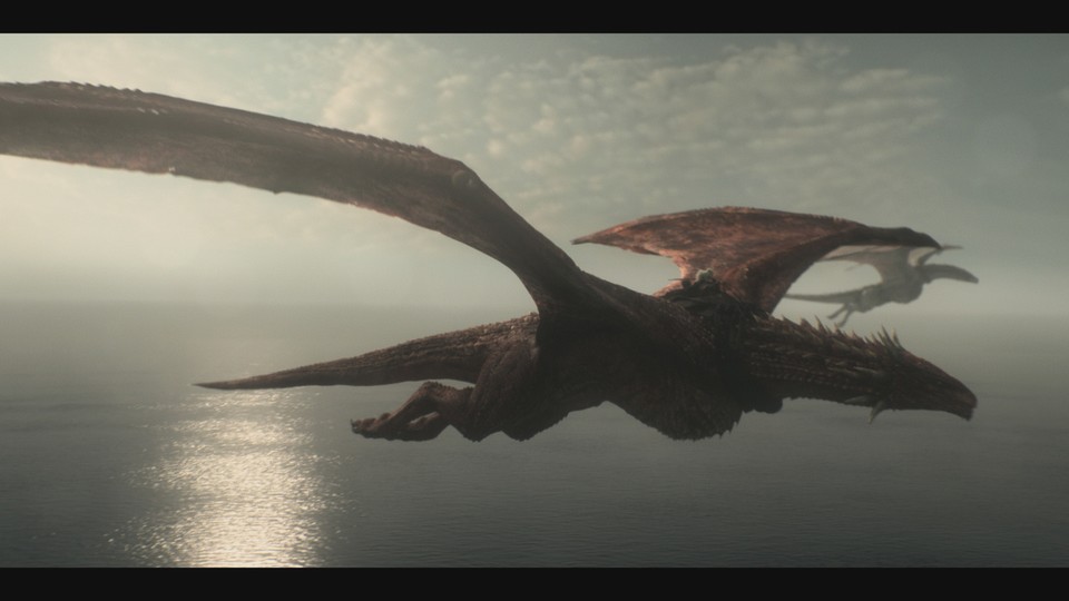 Rhaenys und Laenor reiten auf ihren Drachen nach Königsmund. Bildquelle: HBO