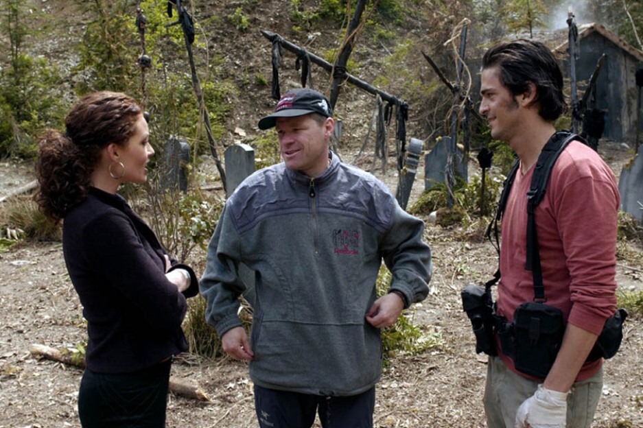 Uwe Boll mit Ona Grauer und Jonathan Cherry am Set von House of the Dead. Vor den Dreharbeiten ging der Regisseur in die Spielhalle: zu Recherchezwecken (Bild © Boll KG Productions).