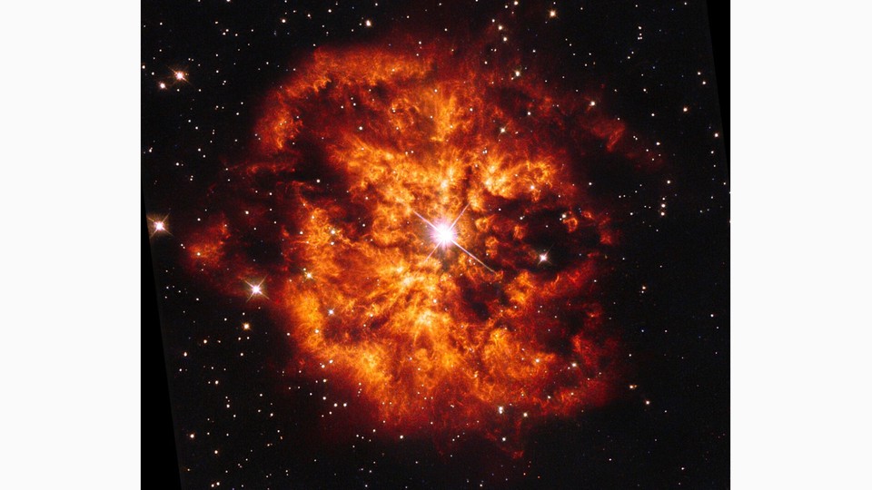 Incidentally, the James Webb Telescope is not the first telescope to image WR 124.  The Hubble telescope also took pictures of WR 124.  Source: NASA, ESA, CSA, STScI, ESAHubble, Webb ERO Production Team.