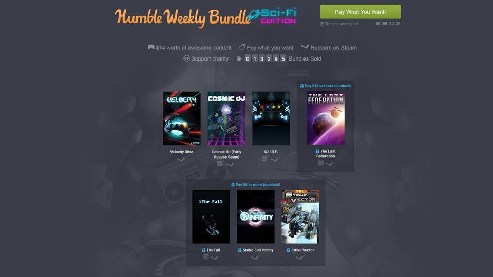 Das Humble Weekly Bundle hat diese Woche Science-Fiction zum Thema. Wie gewohnt gibt es insgesamt sieben Spiele zum Paketpreis.