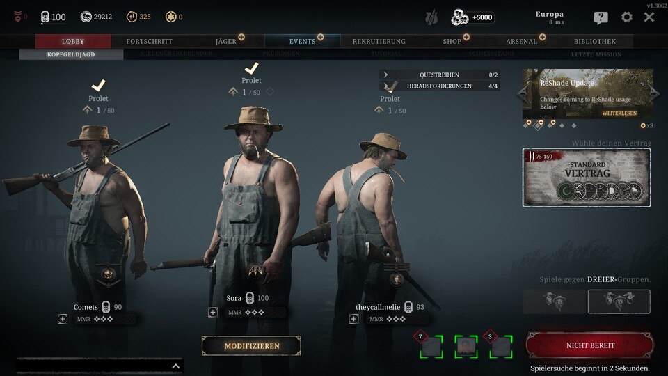 Das alte Hunt-Hauptmenü vor dem Relaunch. Hier seht ihr drei Proleten aus der GameStar-Redaktion.