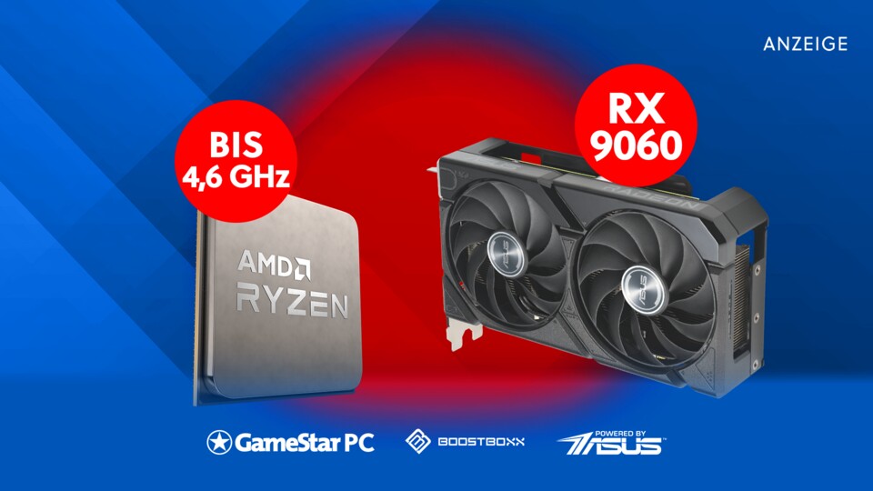 Starke Leistung für unter 1000€: Der GameStar PC Alpha Pro kombiniert den Ryzen 5 5600X mit der brandneuen Radeon RX 9060 für maximale Details in Full-HD.