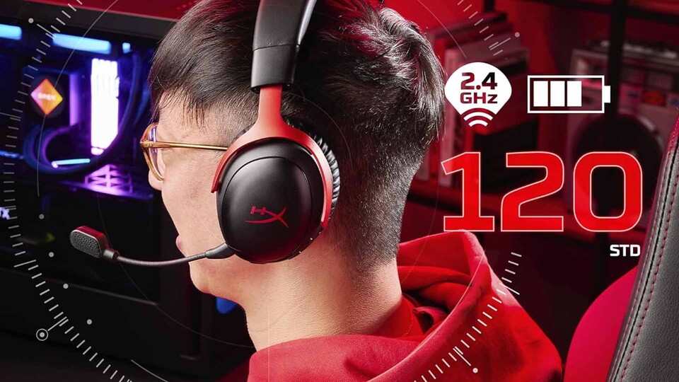 Bis zu 120 Stunden Akkulaufzeit machen das HyperX Cloud III Wireless zur echten Empfehlung für ausdauernde Gamer.