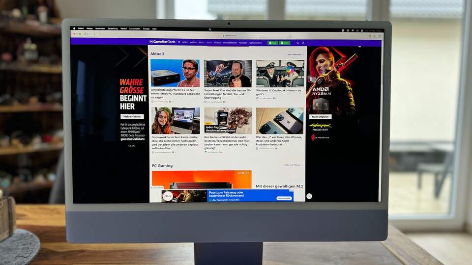 Das Display des iMacs ist gestochen scharf, schön hell und farbintensiv.