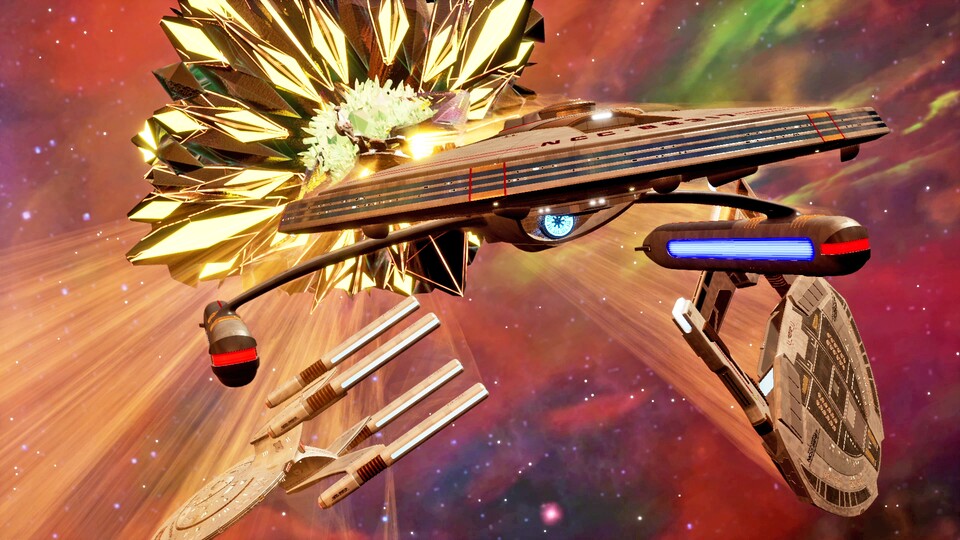 Nicht die Enterprise, aber in der großen Raumschlacht von Star Trek: Resurgence gehts trotzdem hoch her