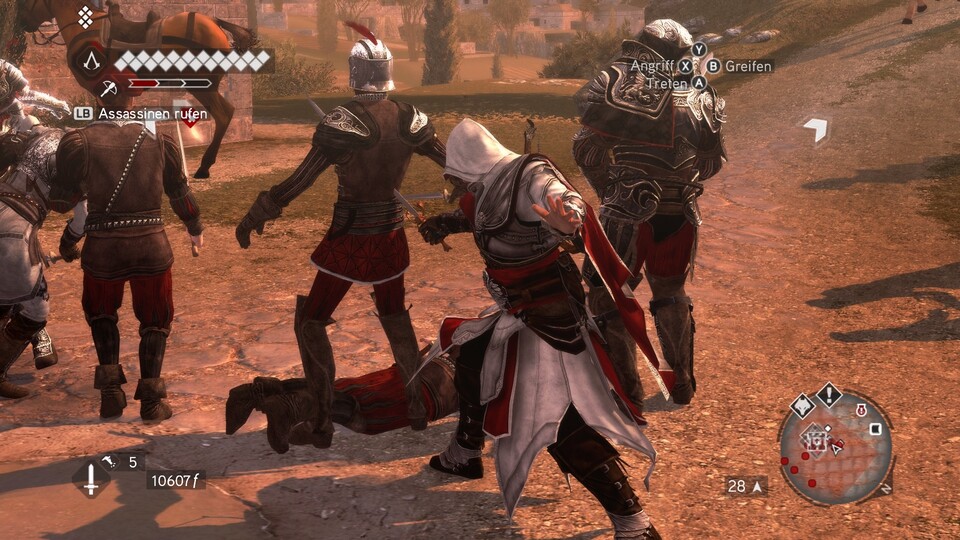 Zu mächtige Killstreaks: Wenn Ezio den ersten Gegner ausgeschaltet hat, kann er beliebig viele weitere mit nur einem Tastendruck erledigen. Zumindest, bis er selbst getroffen wird.