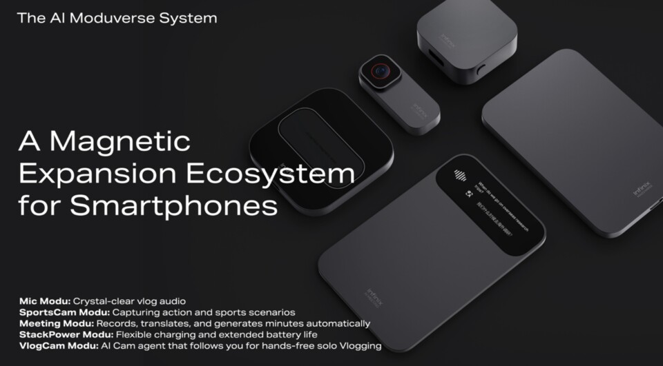 Infinix bringt eine ganze Reihe von modularem Zubehör für seine Note-60-Reihe. (Bildquelle: Infinix)