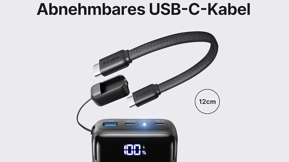 Das Kabel könnt ihr auch an der Powerbank fixieren.