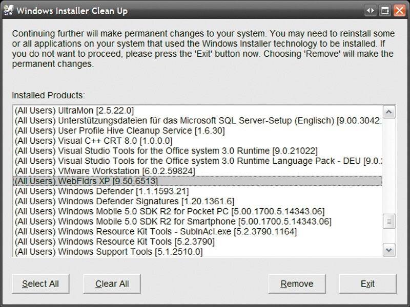 Mit dem Windows Installer Clean Up Utility lassen sich Installer-Reste sauber entfernen