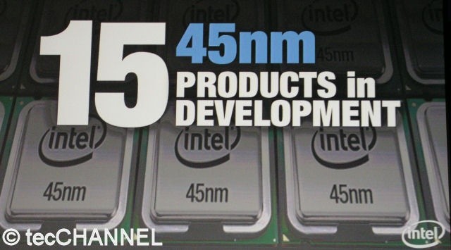 In Arbeit: Intel entwickelt laut Paul Otellini bereits 15 verschiedene Prozessoren mit 45 nm Strukturbreite. 