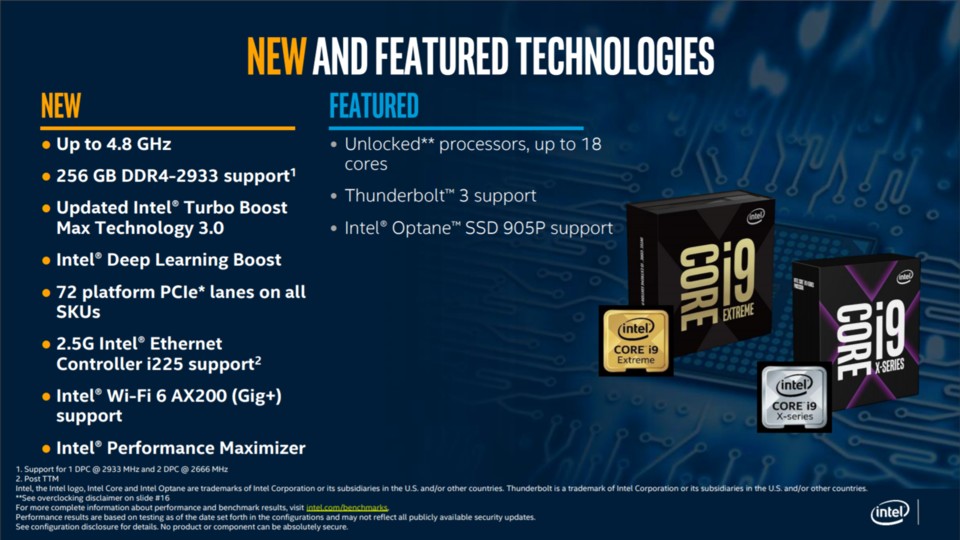 Neben leicht gesteigerten Taktraten erhält Cascade Lake-X auch neue Features wie Intel Wi-Fi 6.