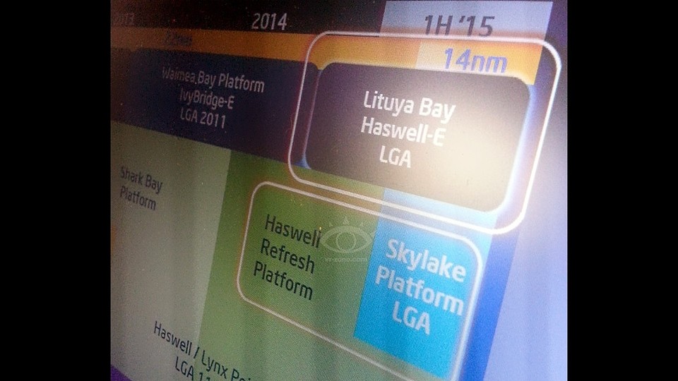 Eine abfotografierte Intel Skylake Roadmap (Bildquelle: VR-Zone)