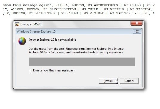 Die Update-Box im Internet Explorer 9