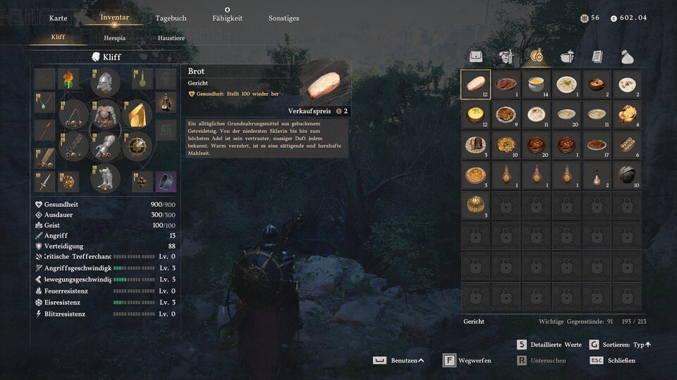 Schön sortiert und (einigermaßen) übersichtlich, so muss ein Inventar aussehen.