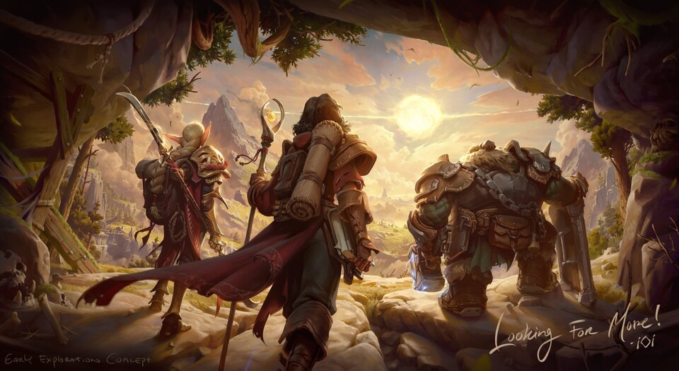 Das erste Bild zu Project Fantasy zeigt Mensch, Ork und Magier vereint, der Stil erinnert an World of Warcraft.