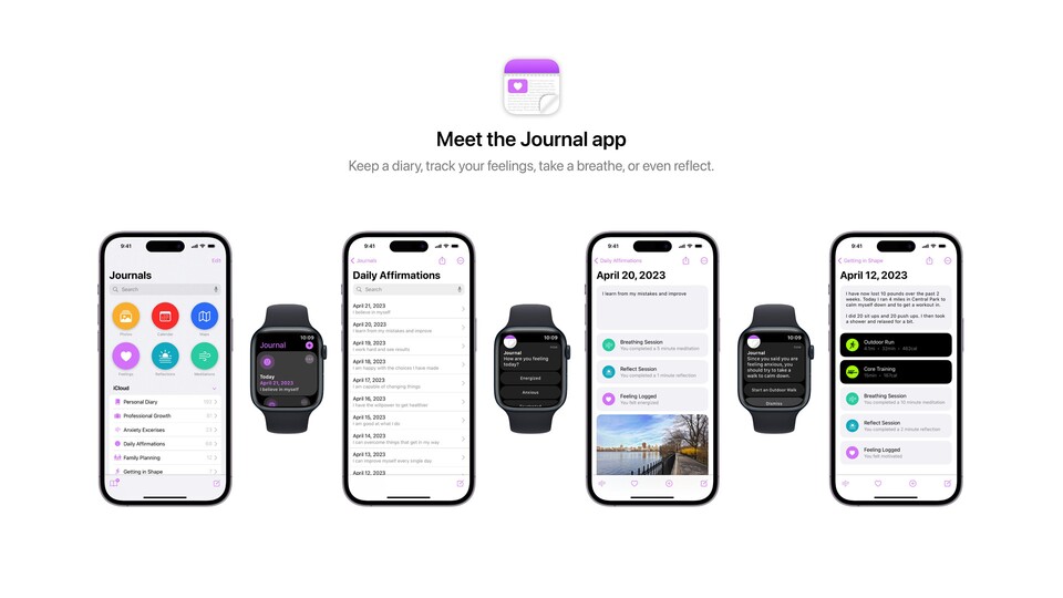 So könnte die Journal-App unter iOS 17 aussehen. (Konzeptbild: Parker Ortolani)