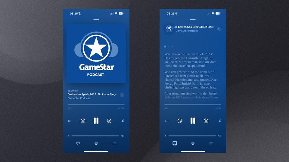 Apple Podcast unterstützt mit iOS 17.4 eine Transkript-Funktion.
