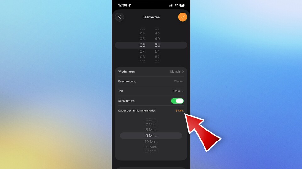 Die Zeitdauer der Schlummerfunktion kann ab sofort in den Weckereinstellungen geändert werden. (Bildquelle: GameStar Tech)