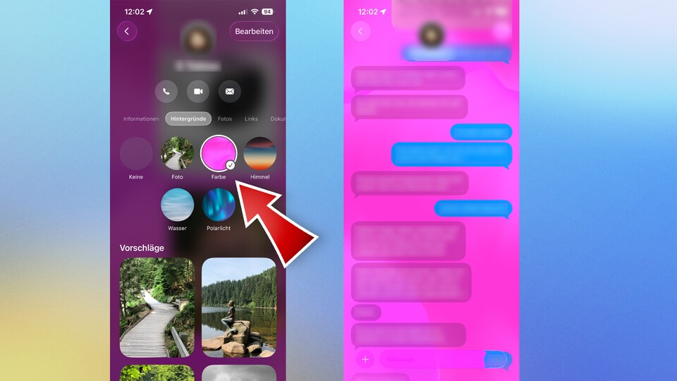 Chats in iMessage können nun mit einem eigenen Hintergrund personalisiert werden. (Bildquelle: GameStar Tech)