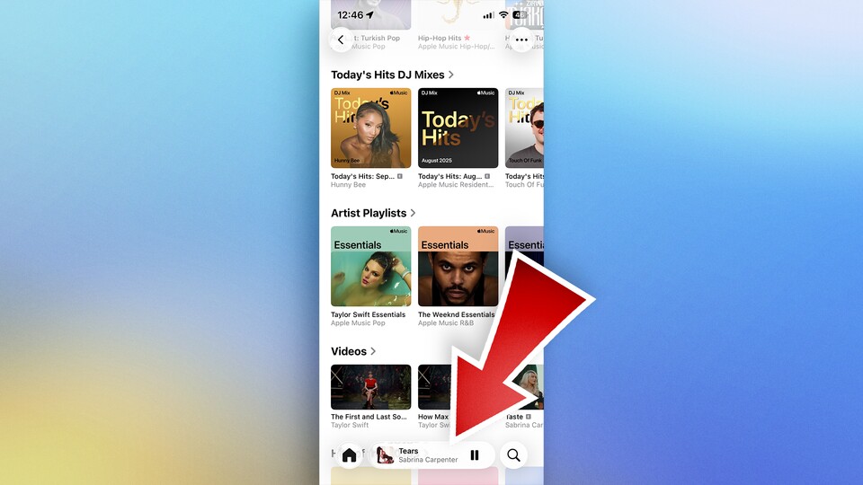 Der Mini-Player in der Musik-App unterstützt nun auch Wischgesten zum skippen von Songs. (Bildquelle: GameStar Tech)
