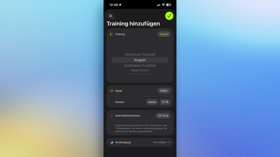 Eigene Trainings können in der Fitness-App nun umfangreicher erstellt werden. (Bildquelle: GameStar Tech)