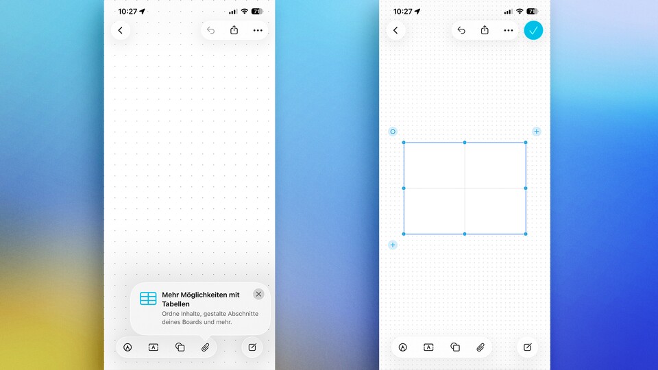 Wer die Freeform-App nutzt, kann künftig auch Tabellen in ihr nutzen. (Bildquelle: GameStar Tech)