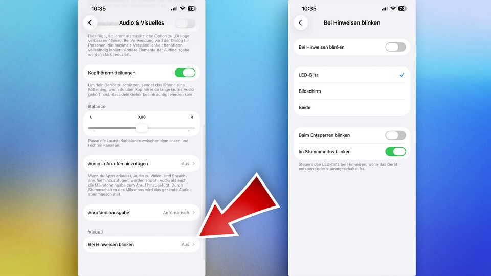 Euer iPhone-Bildschirm kann bei Benachrichtigungen nun auch aufblitzen. (Bildquelle: GameStar Tech)