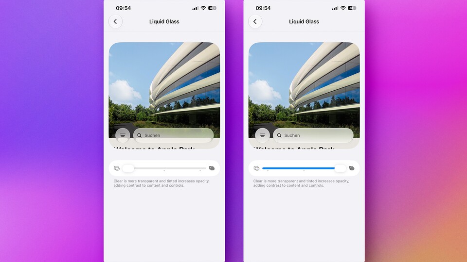 Der Transparenzeffekt von Liquid Glass lässt sich unter iOS 27 feiner anpassen. (Bildquelle: GameStar Tech)