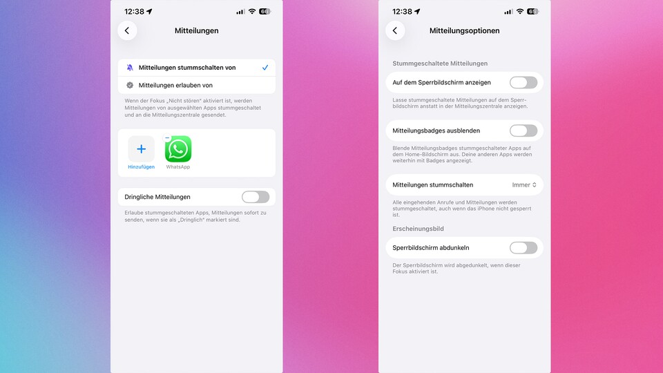 App-Benachrichtungen könnt ihr ebenfalls einschränken. Zudem gibt es übergreifende Mitteilungsoptionen mit Personen. (Bildquelle: GameStar Tech)