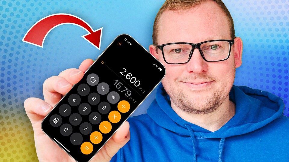 Der Taschenrechner kann seit dem Update auf iOS 18 unter anderem auch Währungen umrechnen. (Bild: GameStar Tech)