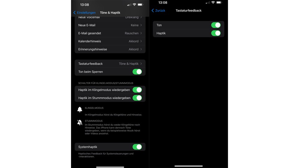 Das iPhone unterstützt mit iOS16 endlich ein Tastaturfeedback in Form von Vibrationen.