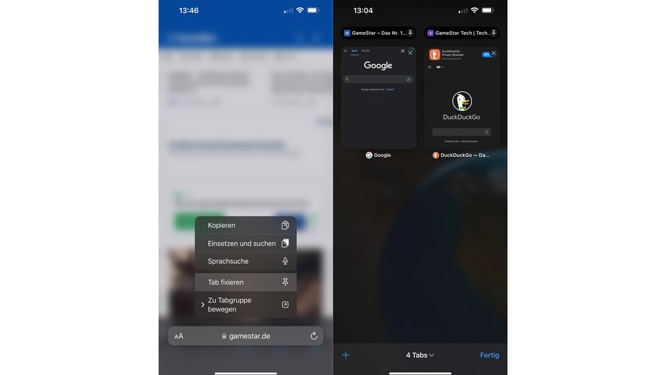 In Safari lassen sich Tabs fixieren, um diese nicht aus dem Auge zu verlieren.