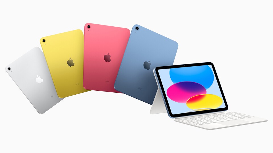 Das Apple iPad ist in vier verschiedenen Farben verfügbar - aber nur die silberne und blaue Farbvariante sind im Angebot!