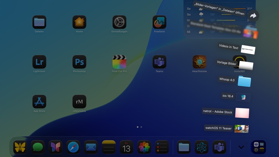 Ganze Ordner können mit iPadOS 26 problemlos ins Dock geschoben werden.
