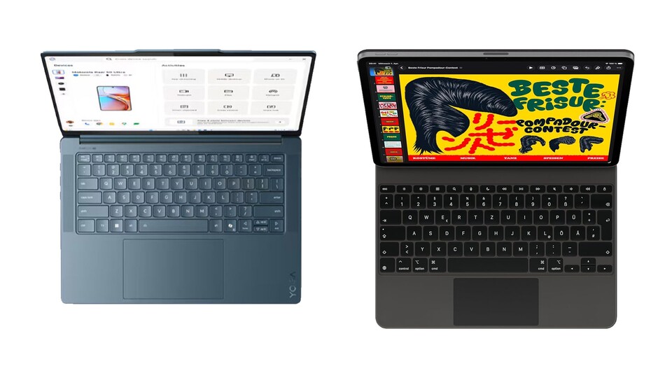 Beide Tablets haben eine Tastatur-Hülle, die ihr allerdings in beiden Fällen erst noch dazu kaufen müsst.