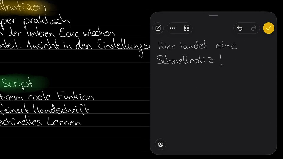 Wegen Schnellnotizen muss ich die Apps auf dem iPad immer im Vollbild öffnen, aber das ist es mir Wert!