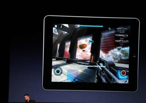 Der Shooter Nova von Gameloft auf dem großen iPad-Bildschirm.