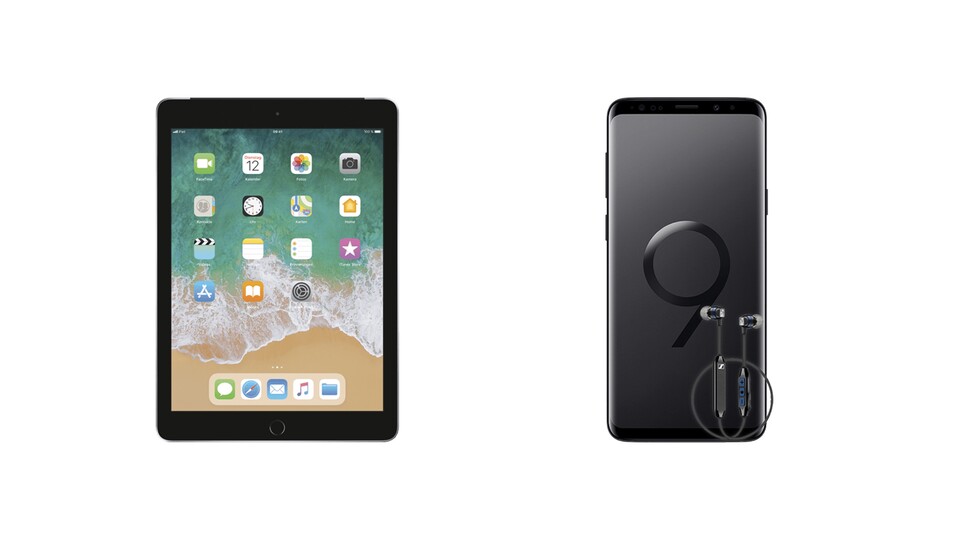 Das Apple iPad 2018 oder das Samsung Galaxy S9+ zu guten Konditionen.