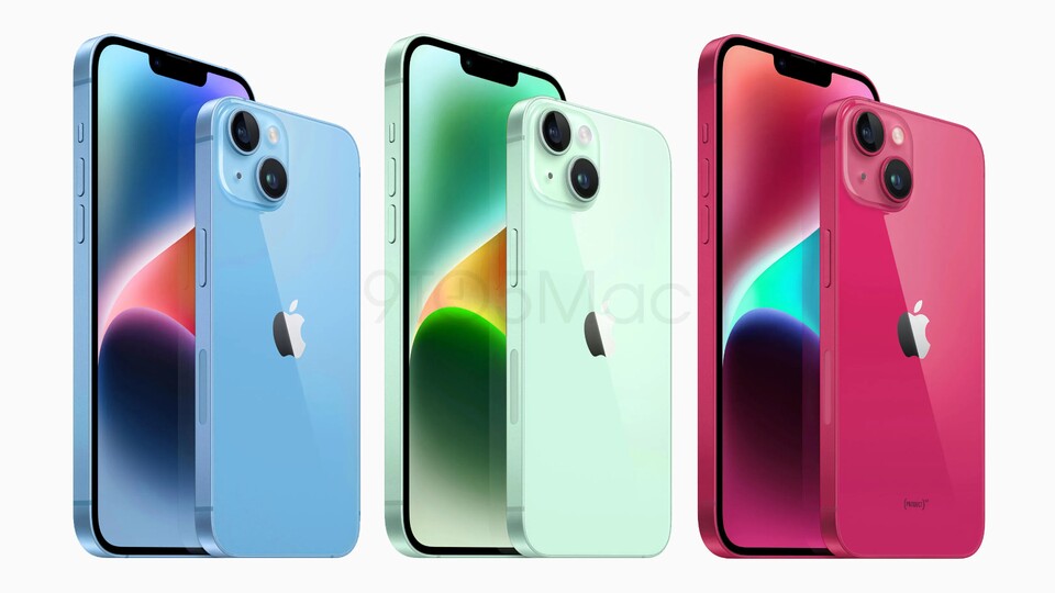 So könnten die neuen Farben des iPhone 15 aussehen. (Quelle: 9to5Mac)