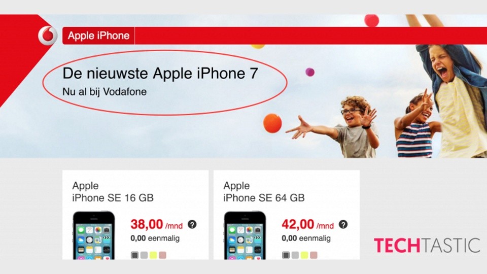 Vodafone hat in den Niederlanden kurz das neue iPhone 7 beworben. (Bildquelle: Techtastic)