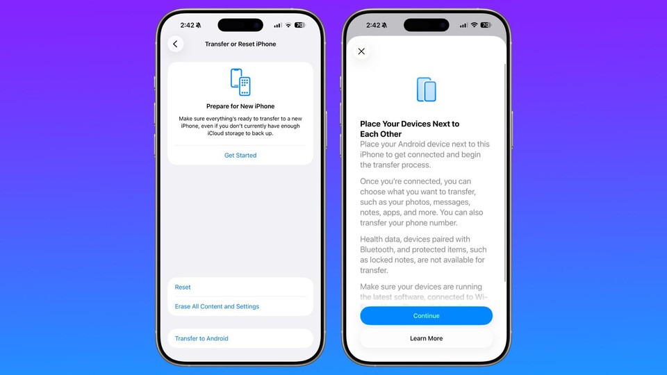 Mit dem Transfertool legt ihr euer neues Handy einfach neben euer altes iPhone, um Daten zu übertragen. (Bildquelle: MacRumors)